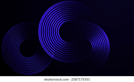 Futuristic Abstract Background with Circular Interconnected Cyan Lines on a Dark Gradient, Creating a Sleek, Minimal, and Modern Design for Business and Technology Branding