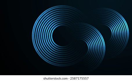 Futuristic Abstract Background with Circular Interconnected Cyan Lines on a Dark Gradient, Creating a Sleek, Minimal, and Modern Design for Business and Technology Branding