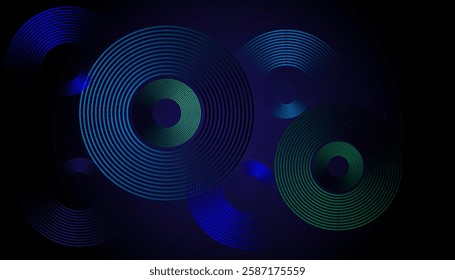 Futuristic Abstract Background with Circular Interconnected Cyan Lines on a Dark Gradient, Creating a Sleek, Minimal, and Modern Design for Business and Technology Branding