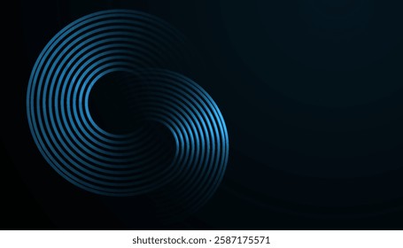 Futuristic Abstract Background with Circular Interconnected Cyan Lines on a Dark Gradient, Creating a Sleek, Minimal, and Modern Design for Business and Technology Branding