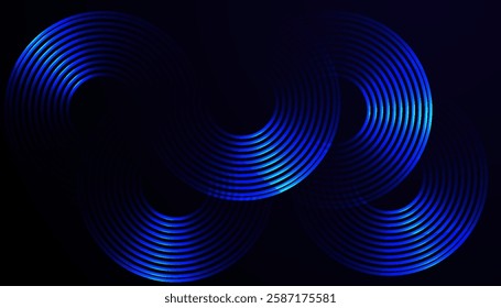 Futuristic Abstract Background with Circular Interconnected Cyan Lines on a Dark Gradient, Creating a Sleek, Minimal, and Modern Design for Business and Technology Branding