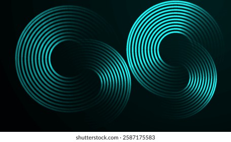 Futuristic Abstract Background with Circular Interconnected Cyan Lines on a Dark Gradient, Creating a Sleek, Minimal, and Modern Design for Business and Technology Branding