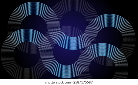 Futuristic Abstract Background with Circular Interconnected Cyan Lines on a Dark Gradient, Creating a Sleek, Minimal, and Modern Design for Business and Technology Branding