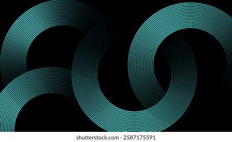 Futuristic Abstract Background with Circular Interconnected Cyan Lines on a Dark Gradient, Creating a Sleek, Minimal, and Modern Design for Business and Technology Branding