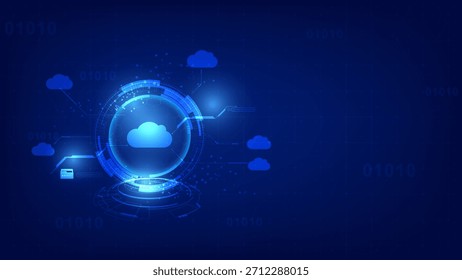 Futuristic abstract background for cloud computing, data security, and digital network technology. Modern vector illustration.