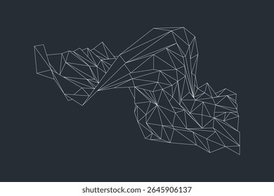 Futuristic abstract background composed of wireframe geometric objects and triangles