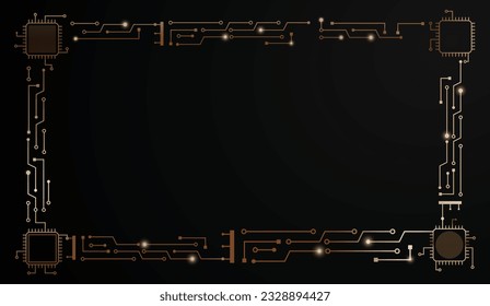 Futuristic abstract background with design elements in the shape of micro chips. Vector illustration.