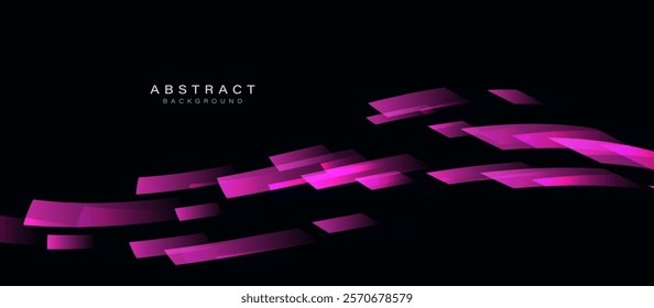 Futuristic abstract background featuring dynamic pink shapes against a sleek black background for modern designs