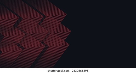 Futuristic abstract background featuring layered red line geometry on a dark backdrop. Modern and minimal vector design suitable for digital presentations, tech visuals, posters,