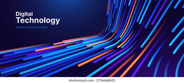 Futuristic Abstract Background Featuring Streamlined Data Channels and Artificial Intelligence Integration in a Tech-Inspired Composition. Digital Business Transformation Vector Background.