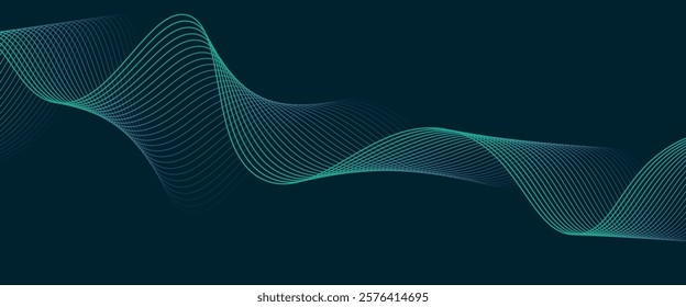 Futuristic abstract background with flowing particles wave. Shiny moving lines design element. Digital future technology concept.