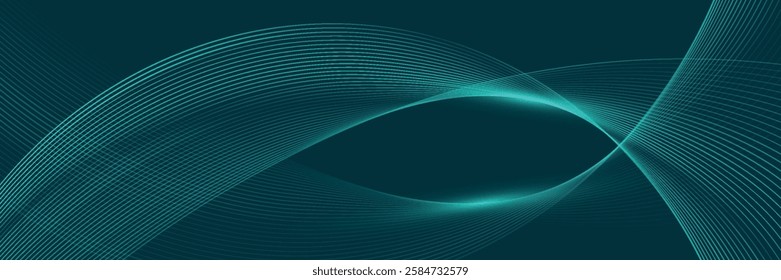 Futuristic abstract background with flowing particles wave. Shiny moving lines design element. Digital future technology concept. Suit for banner, website, business,