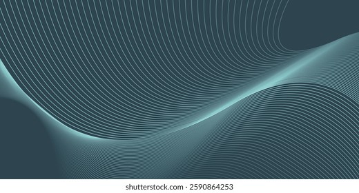 Futuristic abstract background with flowing particles wave. Shiny moving lines design element. Digital future technology concept. Suit for banner, website, business, corporate, cover, brochure