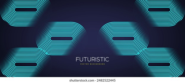 Fondo abstracto futurista con líneas geométricas de neón azul. Estilo de tecnología futurista