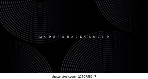 Futuristic abstract background. Geometric circle line design. Modern black line pattern background. Black background