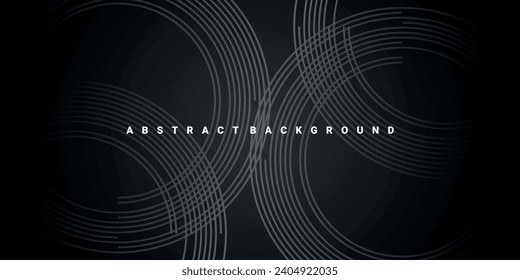 Fondo abstracto futurista. Diseño de líneas de círculo geométrico. Fondo de diseño de líneas negras modernas. Fondo negro