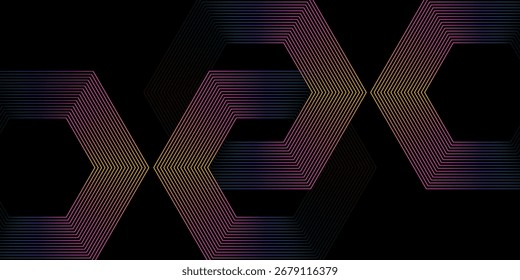 Futuristischer abstrakter Hintergrund mit leuchtenden Pfeillinien. Modernes Design mit glänzenden dunkelblauen geometrischen Linien.

