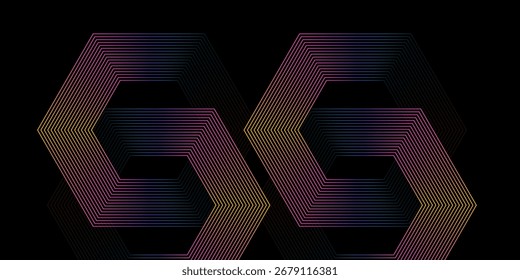 Fondo abstracto futurista con líneas de flecha brillantes. Diseño moderno de líneas geométricas azul oscuro brillante.

