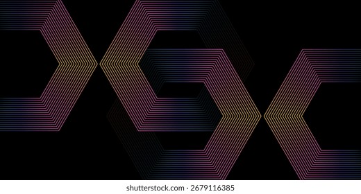 Fondo abstracto futurista con líneas de flecha brillantes. Diseño moderno de líneas geométricas azul oscuro brillante.


