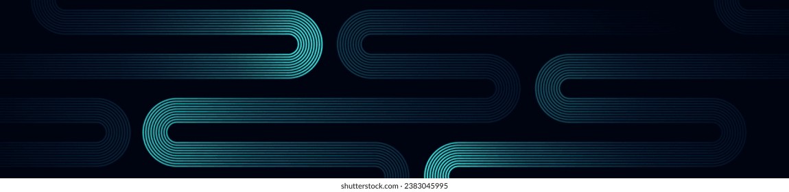 Futuristischer abstrakter Hintergrund. Leuchtendes geometrisches Liniendesign. Modernes, glänzend blaues, abgerundetes Linienmuster. Geometrische Bewegungslinien. Zukunftstechnologie-Konzept. Vektorgrafik