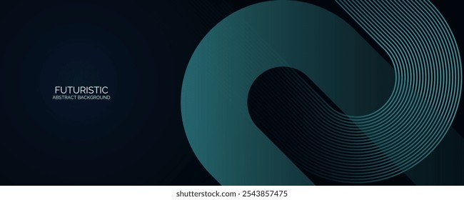 Futuristic abstract background. Glowing blue geometric lines design. Modern shiny blue diagonal rounded lines pattern.