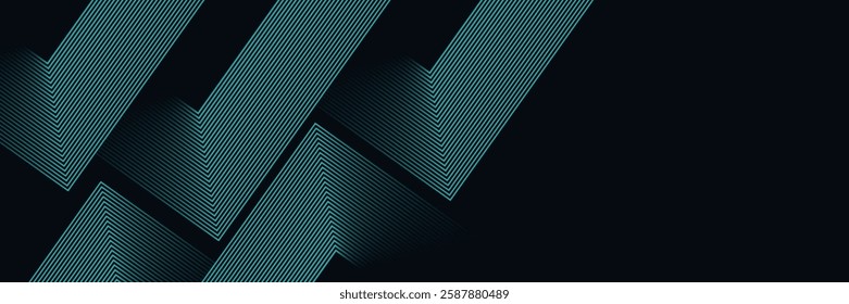 Futuristic abstract background. Glowing blue geometric lines design. Modern shiny blue diagonal rounded lines pattern. Horizontal banner template with space for your text. 