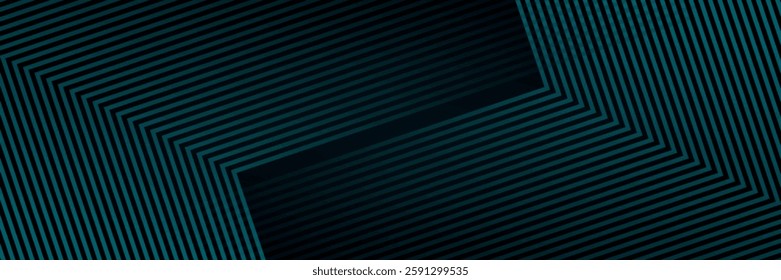 Futuristic abstract background. Glowing blue geometric lines design. Modern shiny blue diagonal rounded lines pattern. Horizontal banner template with space for your text.