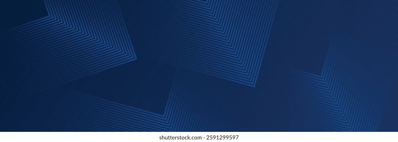 Futuristic abstract background. Glowing blue geometric lines design. Modern shiny blue diagonal rounded lines pattern. Horizontal banner template with space for your text.