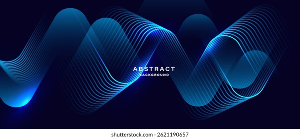Futuristic abstract background with glowing blue wave lines 