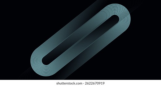 Fondo abstracto futurista. Diseño de líneas geométricas azules brillantes. Moderno patrón de líneas redondeadas diagonales azules brillantes. Plantilla de Anuncio Horizontal con espacio para su texto