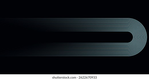 Futuristic abstract background. Glowing blue geometric lines design. Modern shiny blue diagonal rounded lines pattern. Horizontal banner template with space for your text
