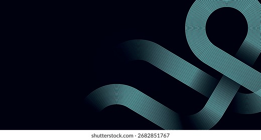 Futuristic abstract background with glowing blue geometric line design. Modern shiny blue diagonal curved line pattern. Vector illustration. VOL. 2