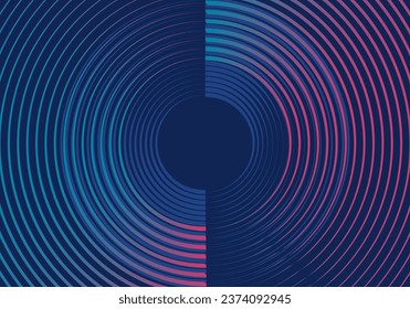 Futuristic abstract background. Glowing circle lines design. Modern shiny blue and pink geometric lines pattern. Future technology concept