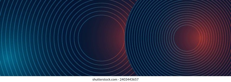 Fondo abstracto futurista. Diseño de la línea circular brillante. Patrón moderno de líneas geométricas brillantes azules y rosas. Adecuado para afiches, banners, portadas, presentaciones, sitios web, vectores