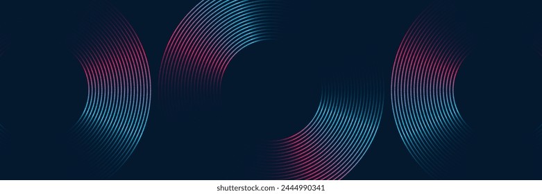 Futuristic abstract background. Glowing circle line design. Modern shiny blue and pink geometric lines pattern. Future technology concept. Suitable for posters, banners, covers, presentations. Eps10