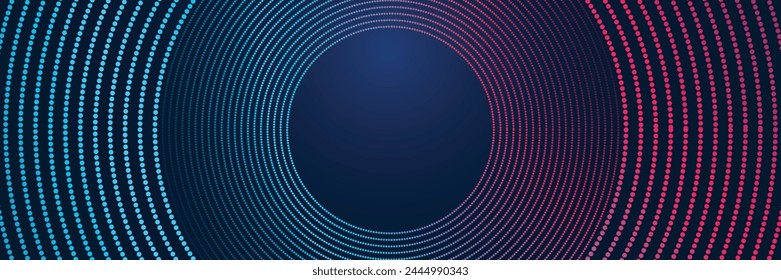 Futuristic abstract background. Glowing circle line design. Modern shiny blue and pink geometric lines pattern. Future technology concept. Suitable for posters, banners, covers, presentations. Eps10