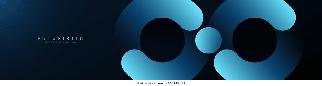 Futuristic abstract background. Glowing circle shape. Modern shiny blue gradient circular. Dynamic shapes composition. Future technology concept. Horizontal banner template. Vector illustration