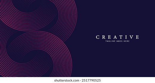 Futuristic abstract background. Glowing circle lines design. Swirl circular lines element. Future technology concept. Horizontal banner template. Suit for cover  banner  website.