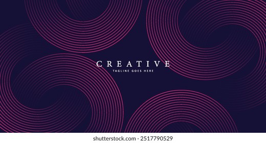 Fundo abstrato futurista. Design de linhas de círculo brilhante. Girar elemento de linhas circulares. Conceito de tecnologia do futuro. Modelo de banner horizontal. Terno para capa banner website.