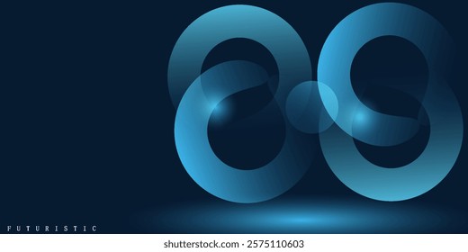 Futuristic abstract background. Glowing circle shape. Modern shiny blue gradient circular. Dynamic shapes composition. Future technology concept. Horizontal banner template. Vector illustration