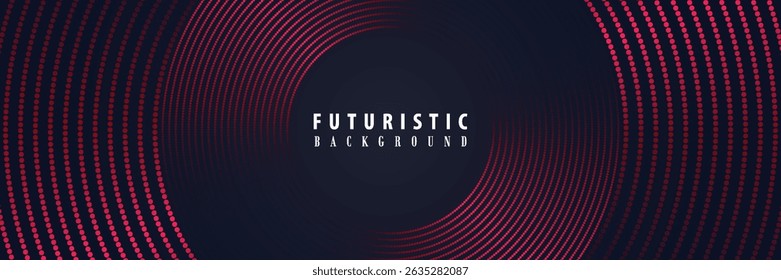 Futuristischer abstrakter Hintergrund. Glühender Kreislinienentwurf. Moderne glänzende rote geometrische Linien Muster. Zukünftiges Technologiekonzept. Geeignet für Poster, Banner, Cover, Präsentationen. EPS10