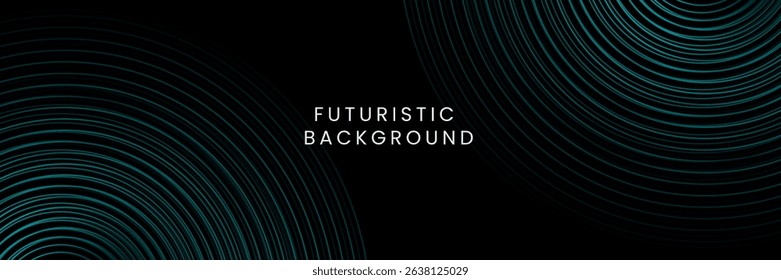Futuristic abstract background. Glowing circle lines design. Swirl circular lines element. Future technology concept. Horizontal banner template. Suit for cover, banner, website. Vector Eps10