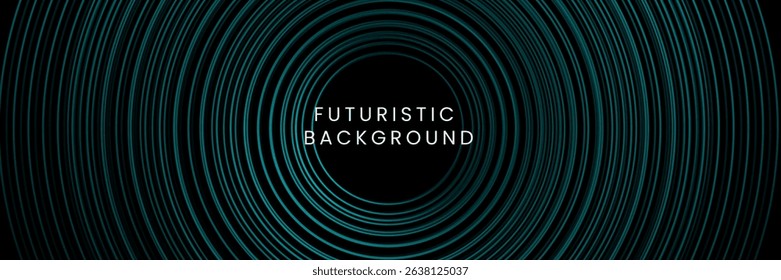 Futuristic abstract background. Glowing circle lines design. Swirl circular lines element. Future technology concept. Horizontal banner template. Suit for cover, banner, website. Vector Eps10