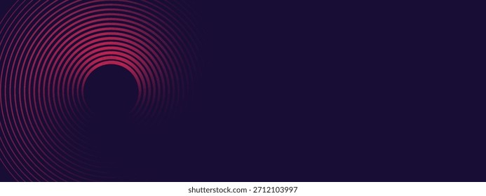 Fondo abstracto futurista. Diseño de líneas de círculo brillante. Elemento de líneas circulares. Concepto de tecnología del futuro. Plantilla Horizontal de Anuncio. 
