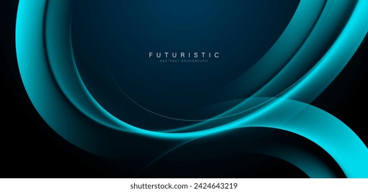 Futuristic abstract background with glowing curve. Dynamic curved lines. Shiny blue geometric shape. Modern elegant template. Future technology concept. Suit for banner, brochure, cover, website