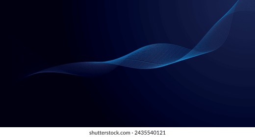 Futuristic abstract background. Glowing flowing wave lines design. Modern shiny blue moving lines element. Future technology concept. Horizontal banner template