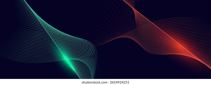  Fondo abstracto futurista con líneas de partículas brillantes.
