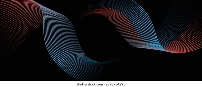 Fondo abstracto futurista con onda brillante. Elemento de diseño de líneas móviles brillantes. Gradiente azul rojo moderno que fluye las líneas de onda