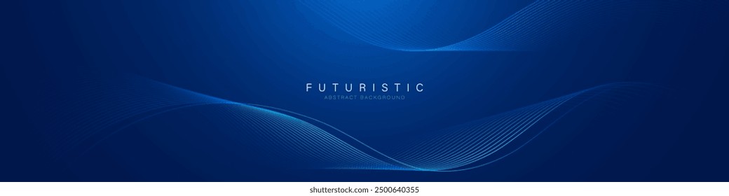 Fondo abstracto futurista con onda brillante. Elemento de diseño de líneas móviles brillantes. Moderno gradiente azul que fluye líneas de onda. Concepto de Tecnología. Ilustración vectorial