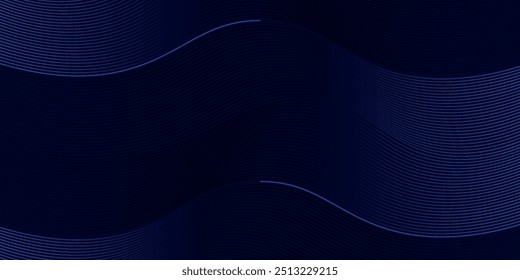 Fundo abstrato futurista com onda brilhante. Elemento de design de linhas móveis brilhantes. Moderno gradiente azul fluindo linhas de onda. Conceito de tecnologia. Ilustração vetorial
